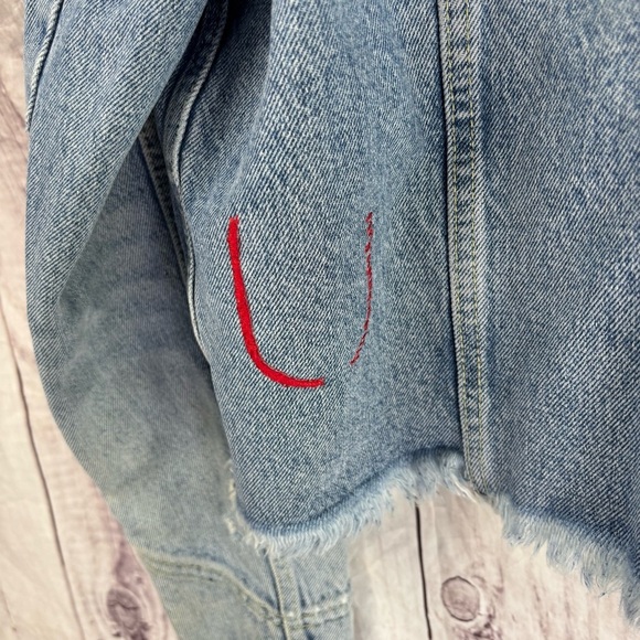 Free People Dillon Women's Light Blue Denim Jacket Bohemian casual Small - Picture 7 of 9